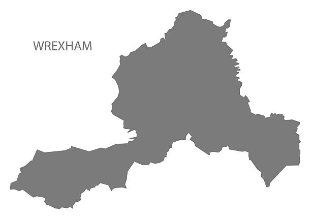 Wrexham Wales Map grey Wrexham Wales Map grey wrexham stock illustrations