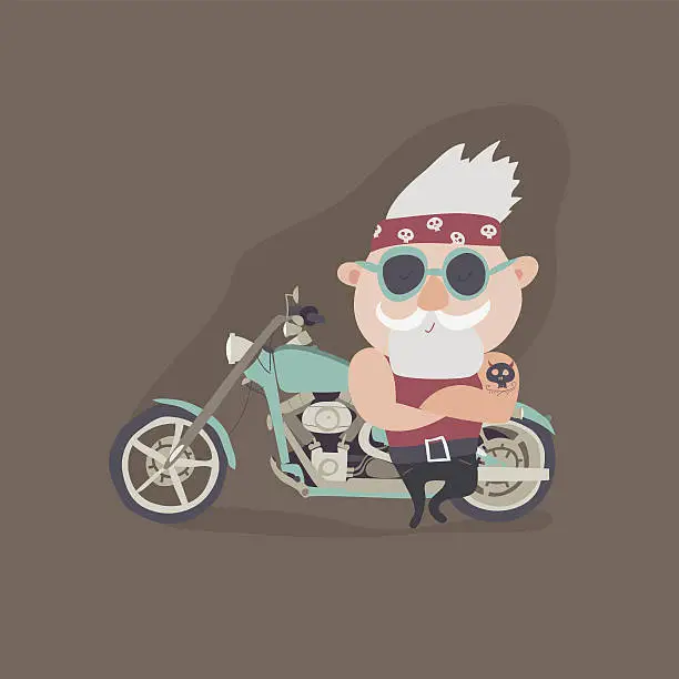 Vector illustration of My grandfather forever young biker