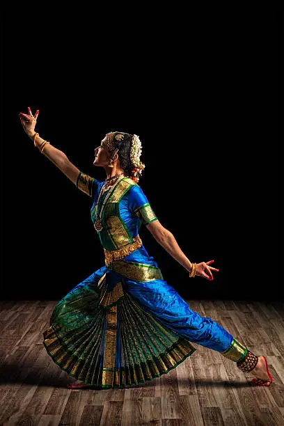 Indian culture - beautiful woman dancer exponent of Indian classical dance Bharatanatyam of Tamil Nadu state