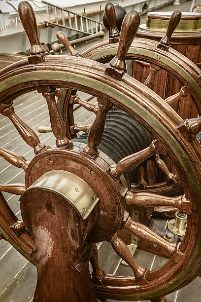 istock Steering wheel of a sail boat 586694284