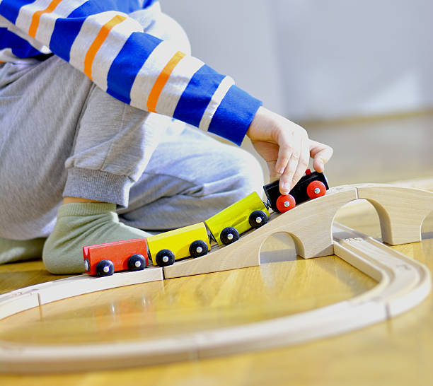 istock Wooden train on the fluor. 586697614