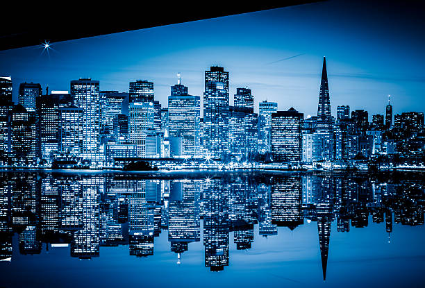 skyline of San Francisco at night,USA.