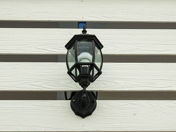 istock Lamp on wooden battens 586698616