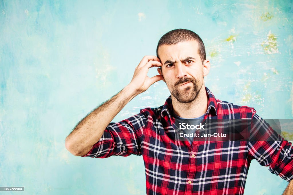 Guy Thinking Rage Young Guy Thinking And Reflecting About Severe Problems Stock Photo ...