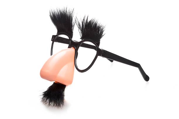 Human nose Groucho Marx Disguise with Mustache, Glasses and Nose, Isolated on White Background. bushy stock pictures, royalty-free photos & images