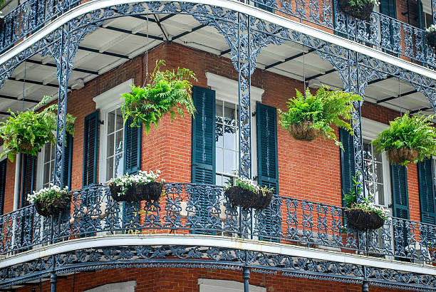 istock Wrought Iron Balcony in French Quarter 586701396