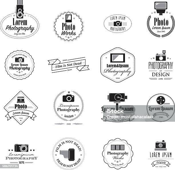 Photographer Filmmaker Emblems And Logos Stock Illustration - Download Image Now - Film Industry, Old-fashioned, Retro Style