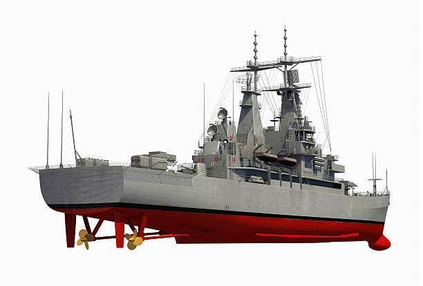 istock American Modern Warship Over White Background 586703484