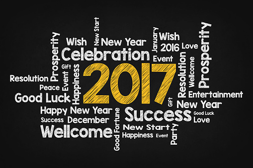 Happy New Year 2017 Wordcloud On Blackboard
