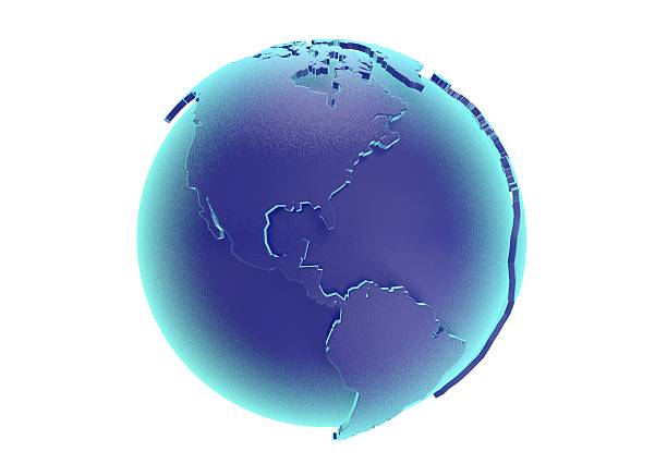 istock Detailed globe map with North America, South America 586709918