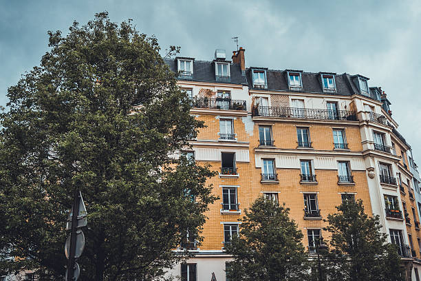 istock Yellow brick building with dormer windows 586712212