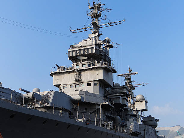 istock Close-up view of naval ship 586712460
