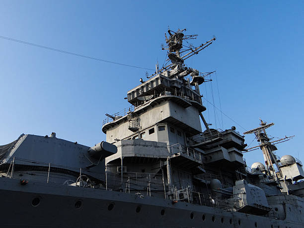 istock Close-up view of naval ship 586712542