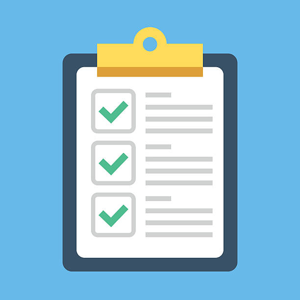 클립 보드 및 확인 표시. 플랫 스타일 디자인 벡터 일러스트레이션 - checkbox questionnaire checklist yes stock illustrations