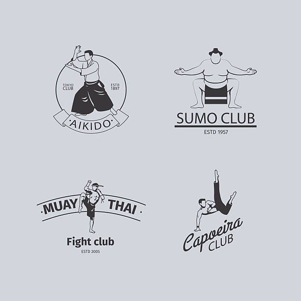 ilustrações, clipart, desenhos animados e ícones de luta logo do time conjunto - wrestling human muscle muscular build strength