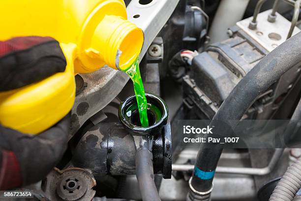 Pouring Coolant Stock Photo - Download Image Now - Coolant, Car, Vehicle Radiator