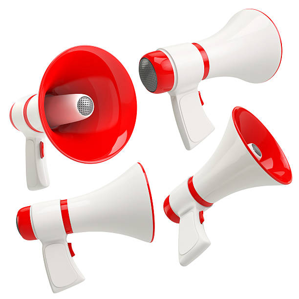 istock set of red-white megaphones isolated on white background 586725042
