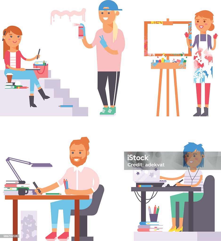 Creative Person Draw Artist Creative People Vector Character Stock Illustration - Download ...