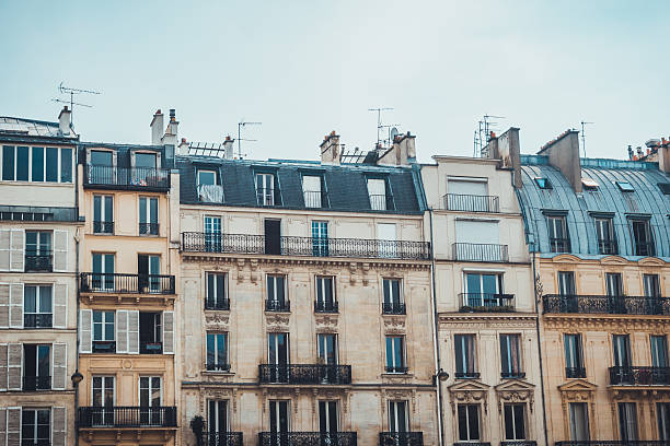 istock Rows of apartments with flat and barrel type roof 586727014