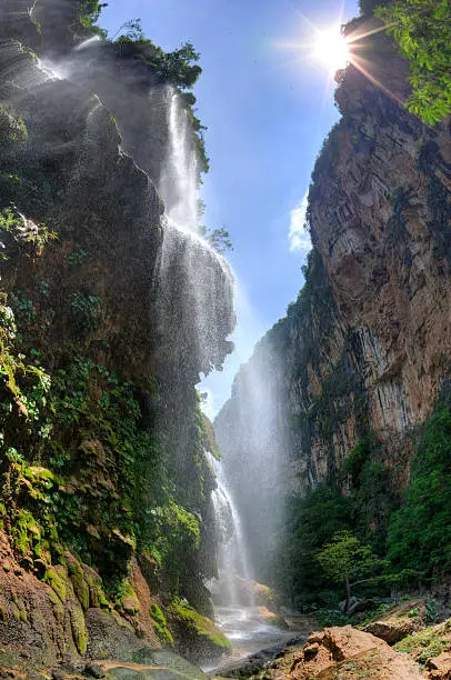 Photo of Tropical waterfall in canyon