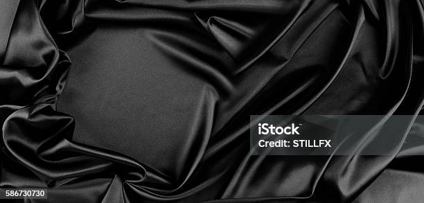 Silk Fabric Stock Photo - Download Image Now - Black Color, Silk, Satin