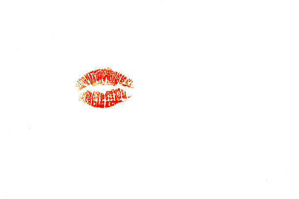 istock Red Lipstick Kiss, White Background 586731066
