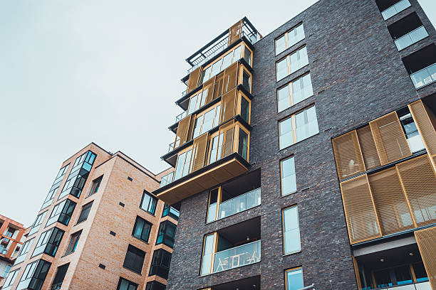 istock Low angle view of unique contemporary housing 586733286