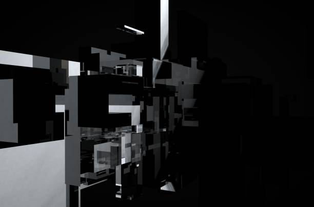 istock Abstract 3d rendering of black geometric shape background 586734214