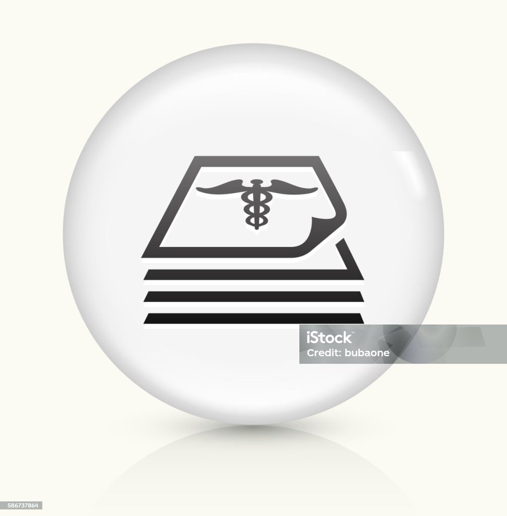 Medical Files icon on white round vector button Medical Files Icon on simple white round button. This 100% royalty free vector button is circular in shape and the icon is the primary subject of the composition. There is a slight reflection visible at the bottom. Beige stock vector