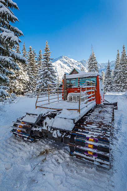 dameuse de neige en hiver dans les montagnes des tatras, pologne - home damage photos et images de collection