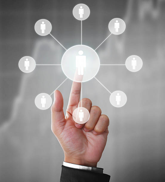 istock touching virtual  icon of social network 586738800