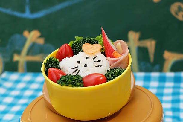 Cute bento sushi with mixed vegetable. Japanese Food.