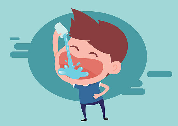 Man drinking water drinking fresh water good for health Man drinking water drinking fresh water good for health thirst quenching stock illustrations