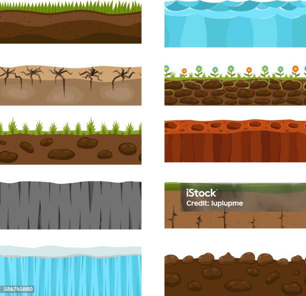 Ground Slices Vector Set Stock Illustration - Download Image Now - Dirt, Layered, Land