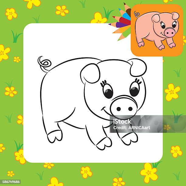 Cartoon Pig Coloring Book Stock Illustration - Download Image Now - Animal, Animal Wildlife, Animals In The Wild