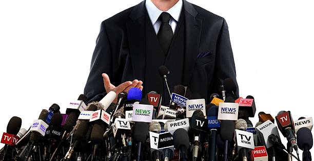 istock Press conference with the media 586750998