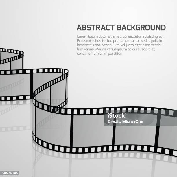Vector Cinema Movie Background With Retro Film Strip Roll Stock Illustration - Download Image Now