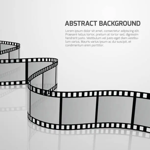 Vector illustration of Vector cinema movie background with retro film strip roll