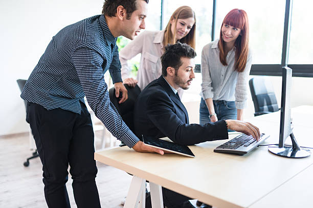 istock happiness businessman at the desk 586918050