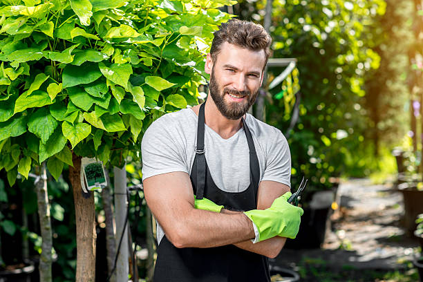 istock Portrait of handsome gardener 586921788