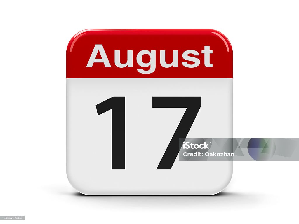 17th August Calendar web button - The Seventeenth of August, three-dimensional rendering, 3D illustration August Stock Photo