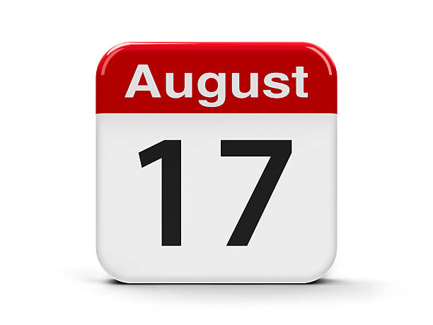 17th August Calendar web button - The Seventeenth of August, three-dimensional rendering, 3D illustration number 17 stock pictures, royalty-free photos & images