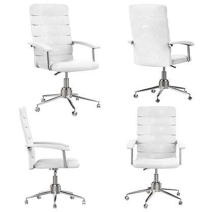 white office chair in four angle isolated on white