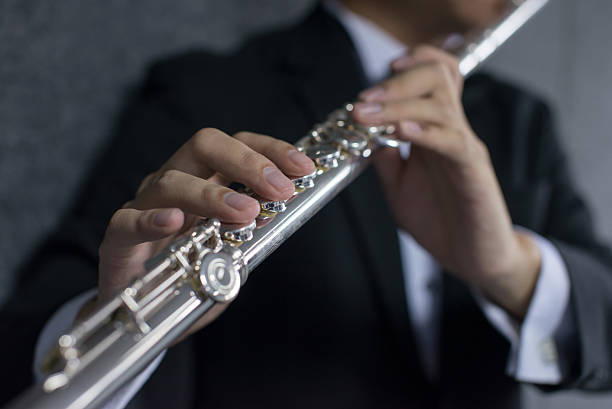 istock Close up hand of Flute player 586923496