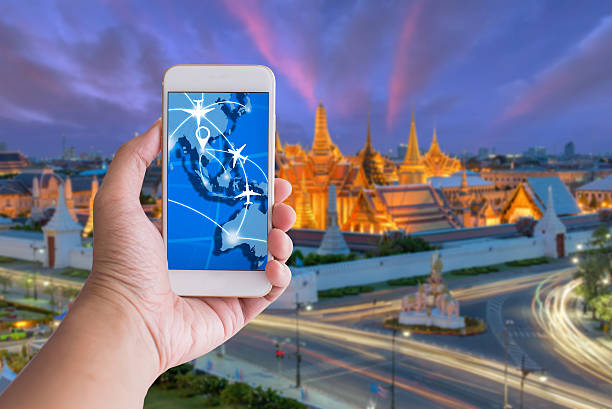 istock Thailand travel concept,travel technology 586924196