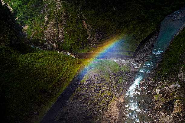 Kurobe Dam, Japanese mountain landscapeKurobe Dam, Japanese mountain landscape with Rainbow