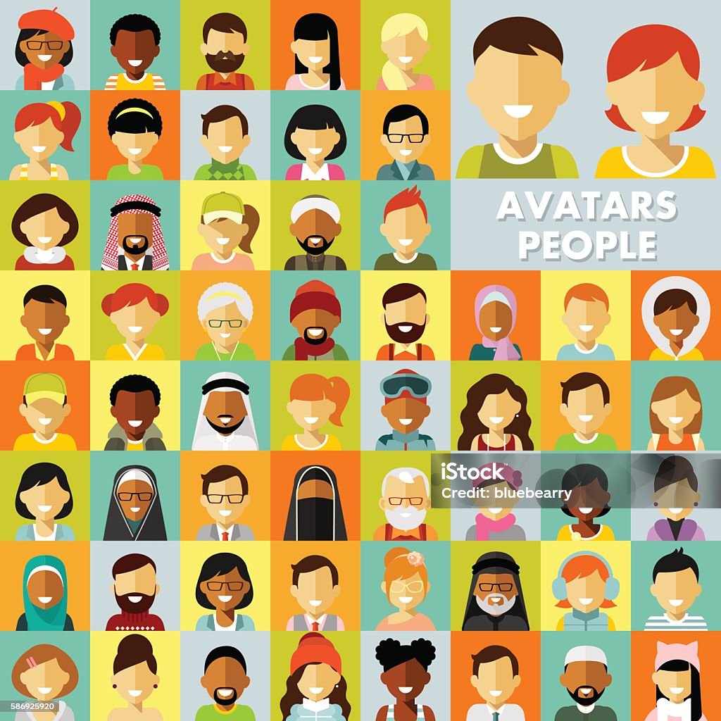 People icons set Different multicultural people avatars set in flat style Avatar stock vector