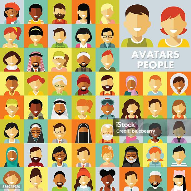 People Icons Set Stock Illustration - Download Image Now - Avatar, Icon Symbol, Multiracial Group
