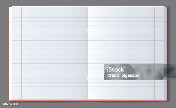 Open Line Notebook With Soft Transparent Shadow Stock Illustration - Download Image Now - Note Pad, Laptop, Paper