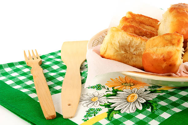 Pies on a plate with a towel